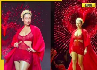 Malaika Arora defies age as she dazzles ramp in sparkling red dress with bold cutouts, SEE pics