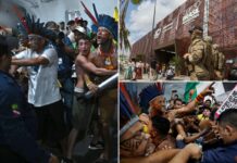 Protesters clash with security at UN climate talks in Brazil
