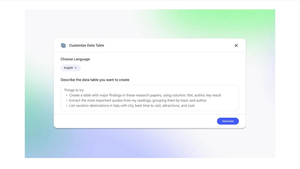 Google’s NotebookLM introduces Data Tables feature