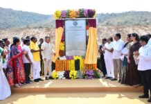 Naidu Lays Foundation for Veligonda Feeder Canal Lining Works