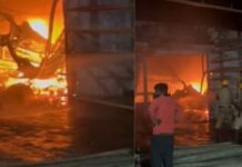 On Cam: Massive Fire Ravages Car Service Centre In Karnataka’s Vijayapura, Nearly 20 Vehicles Destroyed