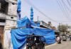 Mosques covered with tarpaulin sheets ahead of ‘Juta Maar Holi’ procession in Shahjahanpur