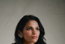 Jyothi Yarraji wore a glittering asymmetric black dress at Vogue Values: Women of Excellence