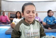 Yoga classes aim to bring moments of peace to Gaza’s traumatised children