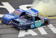 Kyle Busch wins third straight Atlanta NASCAR Truck race with late charge