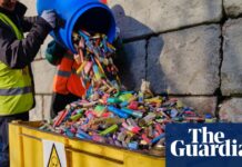 More than 6m vapes and pods discarded weekly in UK despite single-use ban, study finds