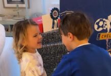 Billie Faiers shares adorable video of daughter Margot giving brother Arthur a gift