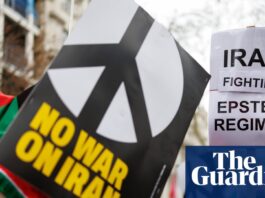 Thousands march on US embassy in London calling for end of strikes in Iran