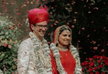 At this wedding in Rajasthan, the bride wore an 80-kali ghaghra made from her mother’s sari