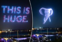 Incredible elephant-themed drone show lights up San Diego skyline after Padres’ Opening Day