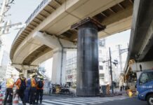 Giant pipe mysteriously bursts through ground, rises 30 feet above road in Japan