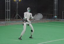 Super agile humanoid robot seen playing tennis with humans in uncanny video