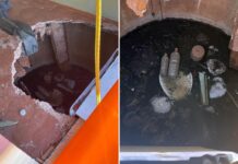 Tourist trapped waist-deep in sewage for hours after toilet collapses during family stop