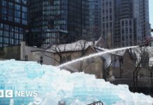 Fire crews thaw rapper Drake’s giant ice installation in Toronto