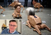 Bizarre robot dogs sporting Musk, Zuckerberg heads torment visitors in Berlin museum — as part of creepy influencer exhibit