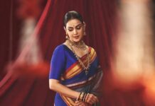 Genelia Deshmukh’s cobalt blue sari has been created with a GI-tagged craft
