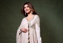 Sreeleela’s ivory anarkali comes with zardozi embroidery and pearl detailing