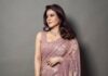 Kajol’s Rimple & Harpreet sari is covered in sequins and floral embroidery