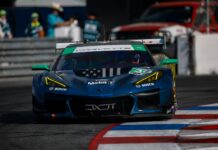 Robert Wickens reacts after narrowly missing GTD Long Beach pole