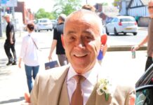 Coronation Street legend Michael Le Vell arrives to marry fiancée Louise Gibbons