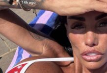 Katie Price poses in eye-popping bikini as she waits for Lee’s jail release