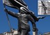 Banksy confirms new statue in London of man blinded by a flag is his work