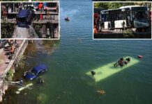 Bus left submerged in River Seine as trainee driver crashes with passengers onboard