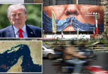 Huge Tehran billboard blasts Trump with Strait of Hormuz plastered across his face: ‘At the breaking point’