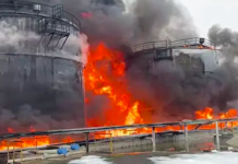 Fire Reported at Russian Oil Depot After Ukrainian Drone Strike