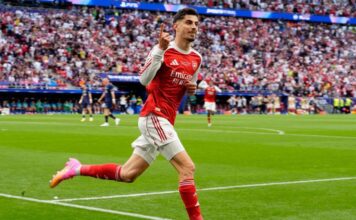 WATCH Arsenal strike first! Havertz stunner gives Gunners lead in Champions League final