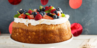 Angel Food Cake with Whipped Cream & Berries