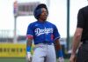 Dodgers’ injury fear for speedy prospect after freak encounter with team bat dog
