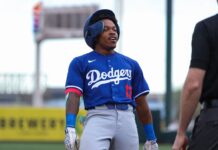 Dodgers’ injury fear for speedy prospect after freak encounter with team bat dog