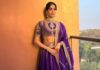 Janhvi Kapoor’s purple lehenga was covered in floral zari and lattice-like embroidery
