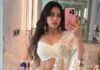 Janhvi Kapoor’s all-ivory Anamika Khanna sari spotlights thread and pearl work