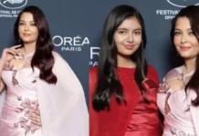 Aishwarya Rai Dons A Blush Pink 3D Ensemble, Daughter Aaradhya Complements Her In A Ruby-Red Gown