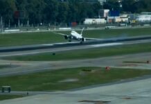 Plane violently sways side to side as it struggles to land at Buenos Aires airport