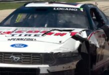 After lucky escape, Joey Logano’s car gets destroyed in pit road incident
