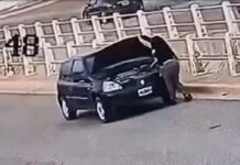 Horrifying moment driver run over by her own car while checking battery — and miraculously survives unscathed