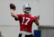Daniel Jones throwing, doing drills during Colts OTAs less than six months after Achilles tear