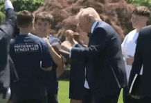 Trump teaches students his iconic dance during White House fitness event