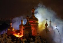 Deadly Russian strikes leave landmark Ukraine cathedral in flames