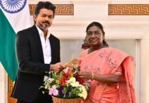 TN CM Vijay in Delhi, Visits Prez Murmu, To Meet Rahul, Sonia Gandhi