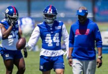 Cam Skattebo takes first big step after catastrophic injury as Giants camp looms