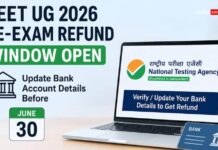 NEET UG 2026 Re-Exam Refund Update: NTA Opens Bank Account Verification Window Until June 30