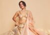 Wamiqa Gabbi’s Banarasi lehenga features cowrie shell and oversized sequins