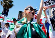 Iranian-Americans protest against Iran team at World Cup