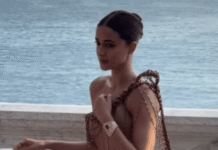 Ananya Panday wore a Gaurav Gupta sari gown featuring cascading crystal tassels