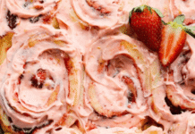 Strawberry Cinnamon Rolls with Lemon Cream Cheese Glaze