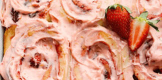 Strawberry Cinnamon Rolls with Lemon Cream Cheese Glaze